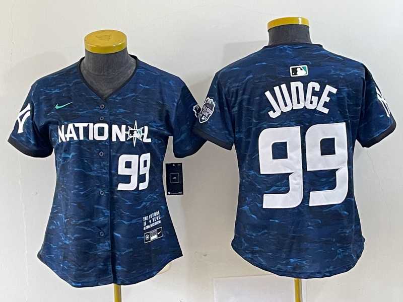 Women%27s New York Yankees #99 Aaron Judge Number Royal 2023 All Star Cool Base Stitched Baseball Jersey